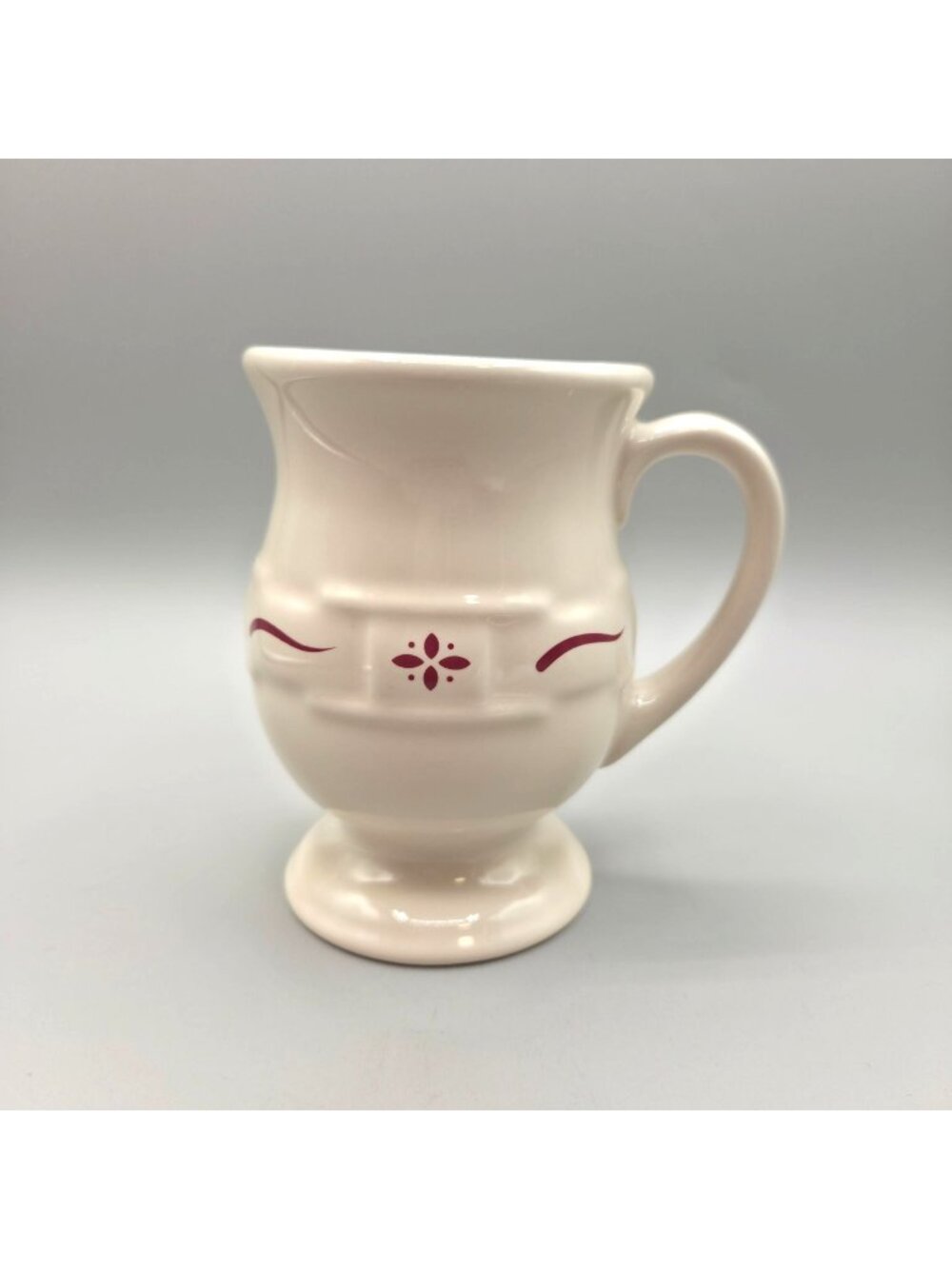 Longaberger Woven Traditions Red Grand Mug 16oz Pottery Coffee Pedestal Cup